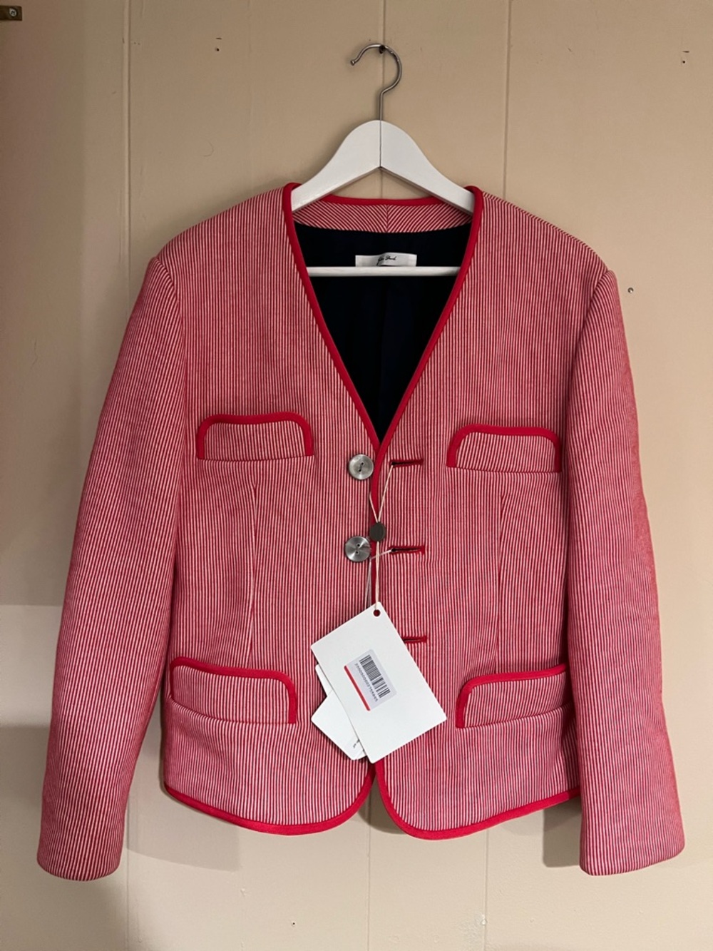Tailored Pink-Red Striped Women's Blazer